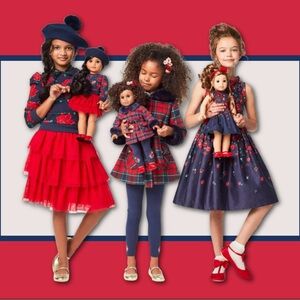 American Girl Wrapped in Roses dress by Janie and Jack & rose sweater size L